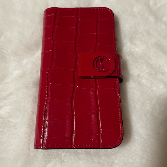 Christian Louboutin Red Leather iPhone Case w/Card Slots & Metal Snap Closure - Picture 7 of 13